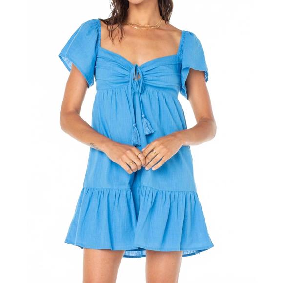 NEW ROXY salty breeze mini dress in blue - Picture 1 of 5